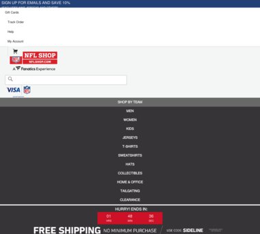 nfl shop free shipping code 2020